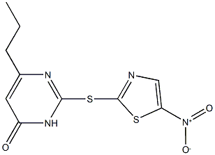 2-({5-nitro-1,3-thiazol-2-yl}sulfanyl)-6-propyl-4(3H)-pyrimidinone Struktur