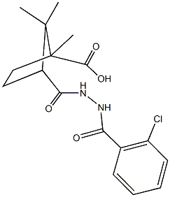 3-{[2-(2-chlorobenzoyl)hydrazino]carbonyl}-1,2,2-trimethylcyclopentanecarboxylic acid Struktur