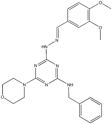 3,4-dimethoxybenzaldehyde [4-(benzylamino)-6-(4-morpholinyl)-1,3,5-triazin-2-yl]hydrazone Struktur