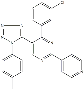 4-(3-chlorophenyl)-5-[1-(4-methylphenyl)-1H-tetraazol-5-yl]-2-(4-pyridinyl)pyrimidine Struktur