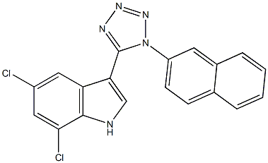 5,7-dichloro-3-[1-(2-naphthyl)-1H-tetraazol-5-yl]-1H-indole Struktur