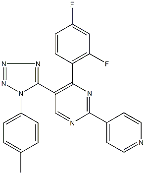 4-(2,4-difluorophenyl)-5-[1-(4-methylphenyl)-1H-tetraazol-5-yl]-2-(4-pyridinyl)pyrimidine Struktur