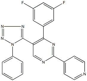 4-(3,5-difluorophenyl)-5-(1-phenyl-1H-tetraazol-5-yl)-2-(4-pyridinyl)pyrimidine Struktur