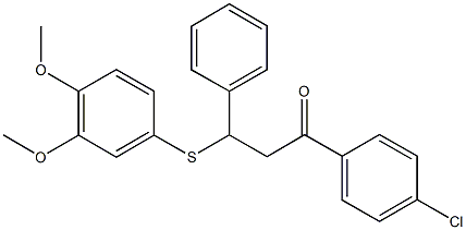 1-(4-chlorophenyl)-3-[(3,4-dimethoxyphenyl)sulfanyl]-3-phenyl-1-propanone Struktur