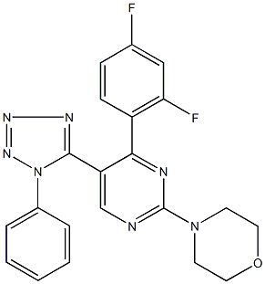 4-[4-(2,4-difluorophenyl)-5-(1-phenyl-1H-tetraazol-5-yl)-2-pyrimidinyl]morpholine Struktur