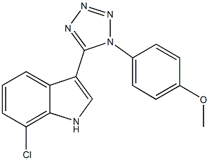 4-[5-(7-chloro-1H-indol-3-yl)-1H-tetraazol-1-yl]phenyl methyl ether Struktur