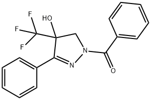 1-benzoyl-3-phenyl-4-(trifluoromethyl)-4,5-dihydro-1H-pyrazol-4-ol Struktur