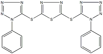 1-phenyl-5-({5-[(1-phenyl-1H-tetraazol-5-yl)sulfanyl]-1,3,4-thiadiazol-2-yl}sulfanyl)-1H-tetraazole Struktur