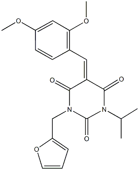 5-(2,4-dimethoxybenzylidene)-1-(2-furylmethyl)-3-isopropyl-2,4,6(1H,3H,5H)-pyrimidinetrione Struktur