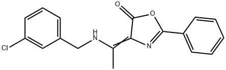 4-{1-[(3-chlorobenzyl)amino]ethylidene}-2-phenyl-1,3-oxazol-5(4H)-one Struktur