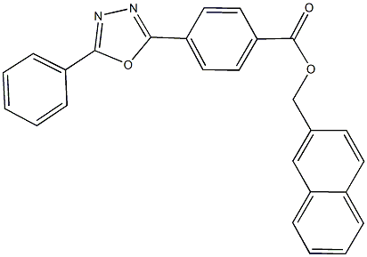 2-naphthylmethyl 4-(5-phenyl-1,3,4-oxadiazol-2-yl)benzoate Struktur