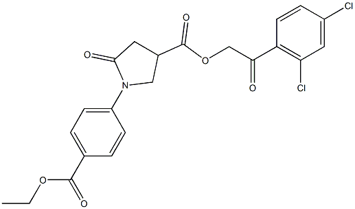 2-(2,4-dichlorophenyl)-2-oxoethyl 1-[4-(ethoxycarbonyl)phenyl]-5-oxo-3-pyrrolidinecarboxylate Struktur