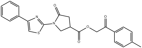 2-(4-methylphenyl)-2-oxoethyl 5-oxo-1-(4-phenyl-1,3-thiazol-2-yl)-3-pyrrolidinecarboxylate Struktur