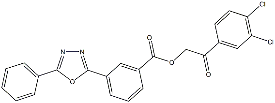 2-(3,4-dichlorophenyl)-2-oxoethyl 3-(5-phenyl-1,3,4-oxadiazol-2-yl)benzoate Struktur