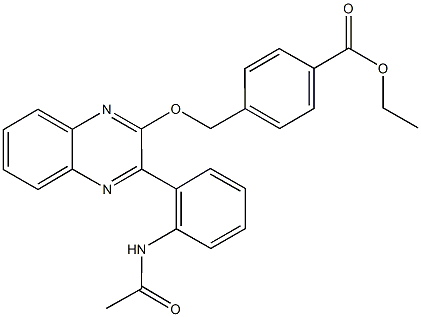 ethyl 4-[({3-[2-(acetylamino)phenyl]-2-quinoxalinyl}oxy)methyl]benzoate Struktur