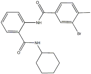 3-bromo-N-{2-[(cyclohexylamino)carbonyl]phenyl}-4-methylbenzamide Struktur