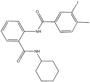 N-{2-[(cyclohexylamino)carbonyl]phenyl}-3-iodo-4-methylbenzamide Struktur