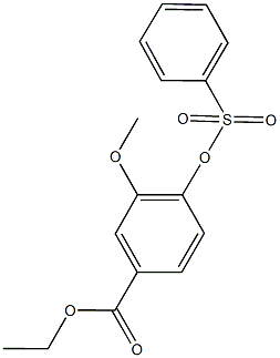 ethyl 3-methoxy-4-[(phenylsulfonyl)oxy]benzoate Struktur