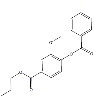 propyl 3-methoxy-4-[(4-methylbenzoyl)oxy]benzoate Struktur