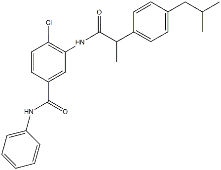 4-chloro-3-{[2-(4-isobutylphenyl)propanoyl]amino}-N-phenylbenzamide Struktur