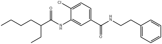 4-chloro-3-[(2-ethylhexanoyl)amino]-N-(2-phenylethyl)benzamide Struktur