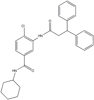 4-chloro-N-cyclohexyl-3-[(3,3-diphenylpropanoyl)amino]benzamide Struktur