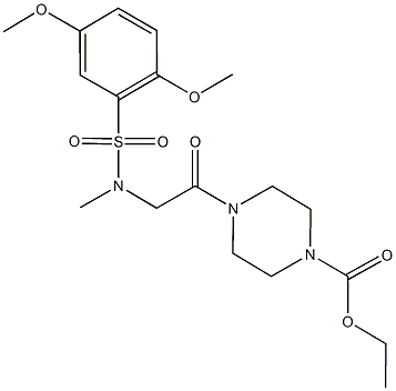 ethyl 4-{[[(2,5-dimethoxyphenyl)sulfonyl](methyl)amino]acetyl}-1-piperazinecarboxylate Struktur