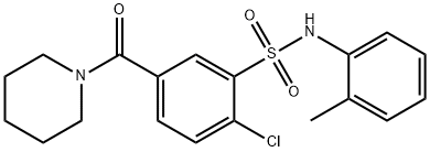 2-chloro-N-(2-methylphenyl)-5-(1-piperidinylcarbonyl)benzenesulfonamide Struktur