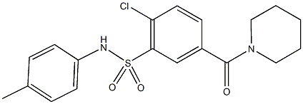 2-chloro-N-(4-methylphenyl)-5-(1-piperidinylcarbonyl)benzenesulfonamide Struktur