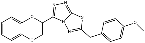 4-{[3-(2,3-dihydro-1,4-benzodioxin-2-yl)[1,2,4]triazolo[3,4-b][1,3,4]thiadiazol-6-yl]methyl}phenyl methyl ether Struktur