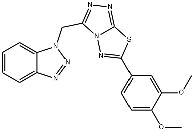 1-{[6-(3,4-dimethoxyphenyl)[1,2,4]triazolo[3,4-b][1,3,4]thiadiazol-3-yl]methyl}-1H-1,2,3-benzotriazole Struktur