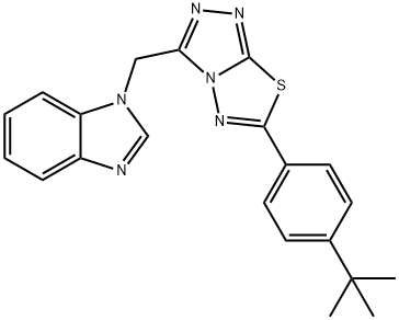 1-{[6-(4-tert-butylphenyl)[1,2,4]triazolo[3,4-b][1,3,4]thiadiazol-3-yl]methyl}-1H-benzimidazole Struktur