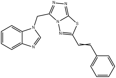 1-{[6-(2-phenylvinyl)[1,2,4]triazolo[3,4-b][1,3,4]thiadiazol-3-yl]methyl}-1H-benzimidazole Struktur