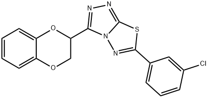 6-(3-chlorophenyl)-3-(2,3-dihydro-1,4-benzodioxin-2-yl)[1,2,4]triazolo[3,4-b][1,3,4]thiadiazole Struktur