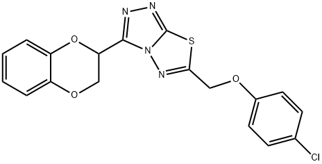 6-[(4-chlorophenoxy)methyl]-3-(2,3-dihydro-1,4-benzodioxin-2-yl)[1,2,4]triazolo[3,4-b][1,3,4]thiadiazole Struktur