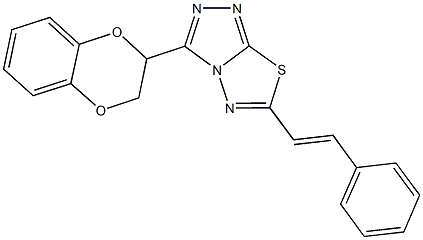 3-(2,3-dihydro-1,4-benzodioxin-2-yl)-6-(2-phenylvinyl)[1,2,4]triazolo[3,4-b][1,3,4]thiadiazole Struktur