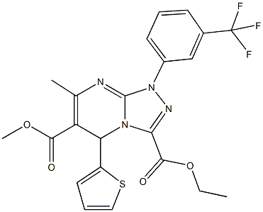 3-ethyl 6-methyl 7-methyl-5-(2-thienyl)-1-[3-(trifluoromethyl)phenyl]-1,5-dihydro[1,2,4]triazolo[4,3-a]pyrimidine-3,6-dicarboxylate Struktur