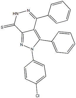 2-(4-chlorophenyl)-3,4-diphenyl-2,6-dihydro-7H-pyrazolo[3,4-d]pyridazine-7-thione Struktur