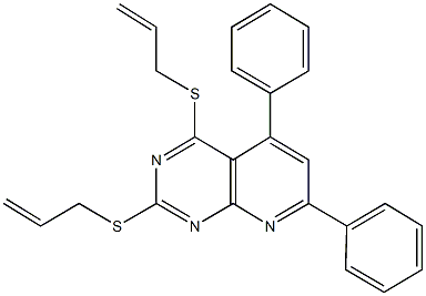 2,4-bis(allylsulfanyl)-5,7-diphenylpyrido[2,3-d]pyrimidine Struktur