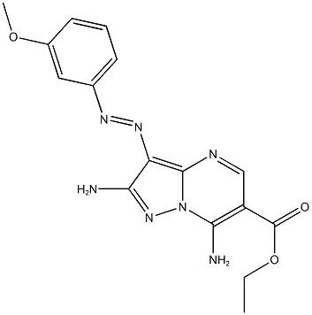 ethyl 2,7-diamino-3-[(3-methoxyphenyl)diazenyl]pyrazolo[1,5-a]pyrimidine-6-carboxylate Struktur