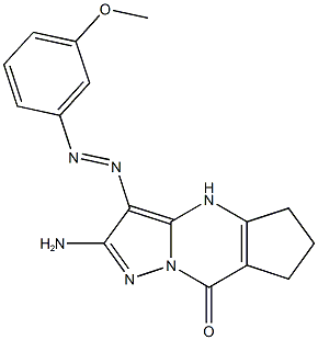 2-amino-3-[(3-methoxyphenyl)diazenyl]-4,5,6,7-tetrahydro-8H-cyclopenta[d]pyrazolo[1,5-a]pyrimidin-8-one Struktur