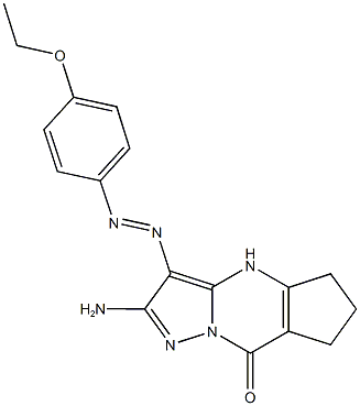 2-amino-3-[(4-ethoxyphenyl)diazenyl]-4,5,6,7-tetrahydro-8H-cyclopenta[d]pyrazolo[1,5-a]pyrimidin-8-one Struktur