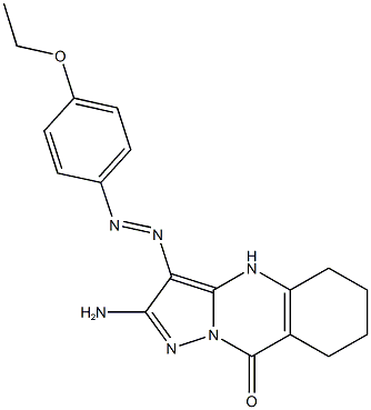 2-amino-3-[(4-ethoxyphenyl)diazenyl]-5,6,7,8-tetrahydropyrazolo[5,1-b]quinazolin-9(4H)-one Struktur