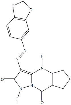 3-(1,3-benzodioxol-5-yldiazenyl)-4,5,6,7-tetrahydro-1H-cyclopenta[d]pyrazolo[1,5-a]pyrimidine-2,8-dione Struktur