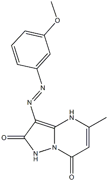 3-[(3-methoxyphenyl)diazenyl]-5-methylpyrazolo[1,5-a]pyrimidine-2,7(1H,4H)-dione Struktur