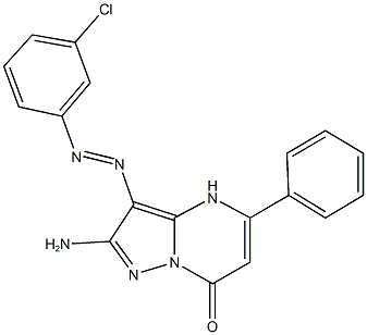 2-amino-3-[(3-chlorophenyl)diazenyl]-5-phenylpyrazolo[1,5-a]pyrimidin-7(4H)-one Struktur