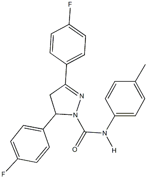 3,5-bis(4-fluorophenyl)-N-(4-methylphenyl)-4,5-dihydro-1H-pyrazole-1-carboxamide Struktur