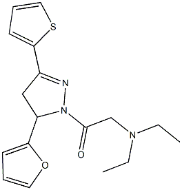 N,N-diethyl-N-{2-[5-(2-furyl)-3-(2-thienyl)-4,5-dihydro-1H-pyrazol-1-yl]-2-oxoethyl}amine Struktur