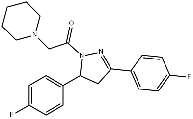 1-{2-[3,5-bis(4-fluorophenyl)-4,5-dihydro-1H-pyrazol-1-yl]-2-oxoethyl}piperidine Struktur