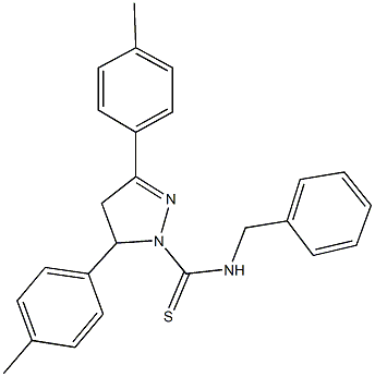 N-benzyl-3,5-bis(4-methylphenyl)-4,5-dihydro-1H-pyrazole-1-carbothioamide Struktur